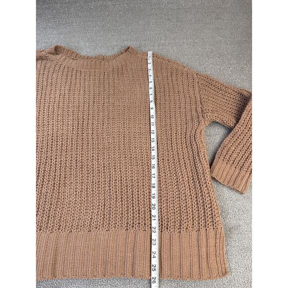 American Eagle Sweater Crewneck Chunky Knit Oversized Soft Cozy Brown Size Small - Picture 6 of 7